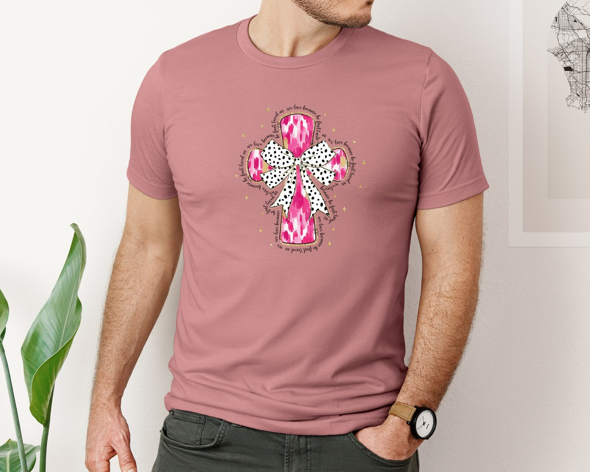 brand:Bella Canvas|color:Heather Mauve|Coquette Jesus Valentine Valentine Graphic T-Shirt