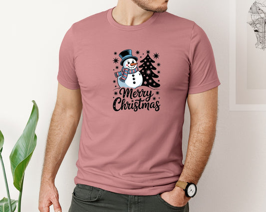 Merry Christmas Snowman Graphic T-Shirt