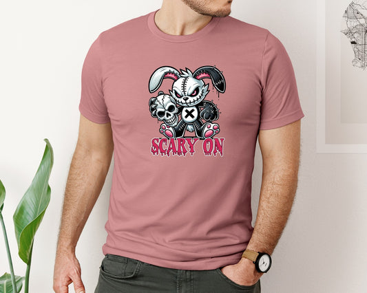 Scary On Creepy Halloween Bunny Graphic T-Shirt