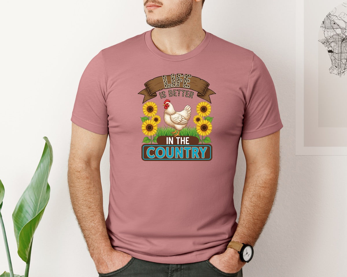 brand:Bella Canvas|color:Heather Mauve|Life Is Better In The Country 5 Graphic T-Shirt