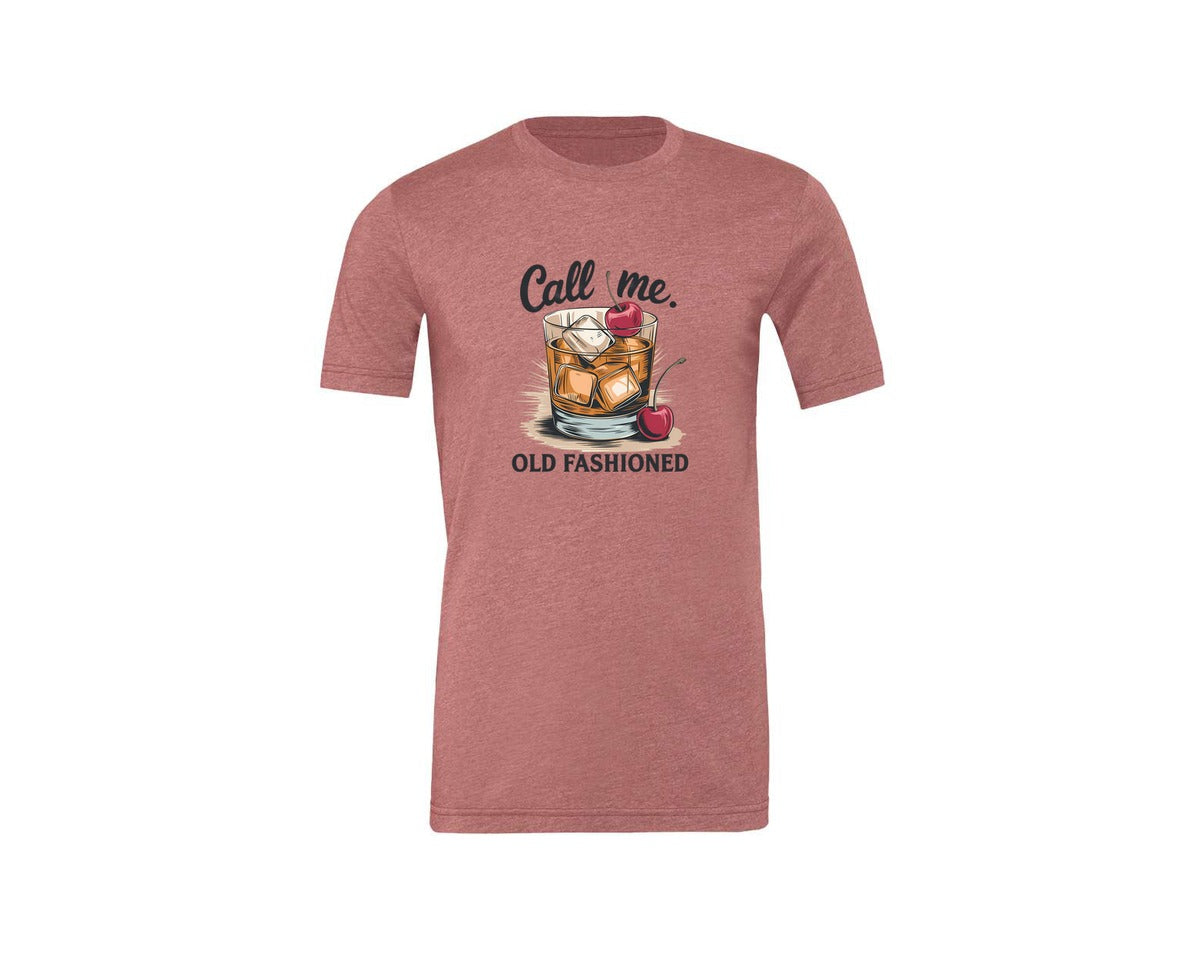 brand:Generic|color:Heather Mauve|Call Me Old Fashioned Retro Whiskey 2 Graphic T-Shirt