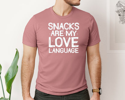 brand:Bella Canvas|color:Heather Mauve|Snacks Are My Love Language 8 Graphic T-Shirt