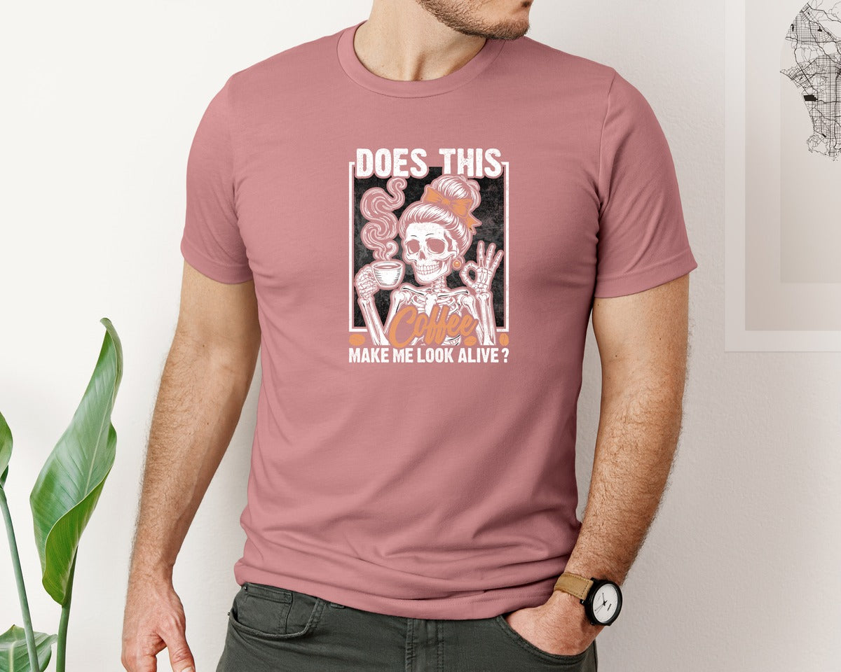 brand:Bella Canvas|color:Heather Mauve|Does This Coffee Make Me Lover T Shirt Graphic T-Shirt