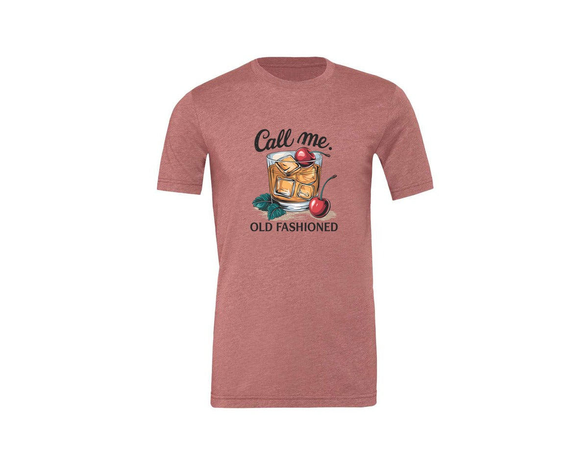brand:Generic|color:Heather Mauve|Call Me Old Fashioned Retro Whiskey 3 Graphic T-Shirt