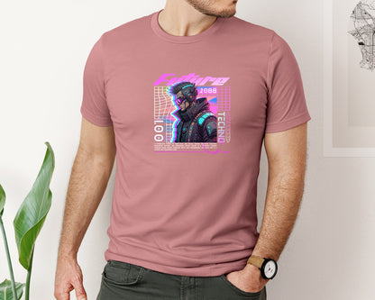 brand:Bella Canvas|color:Heather Mauve|Urban Cyberpunk Streetwear T Shirt Design Graphic T-Shirt