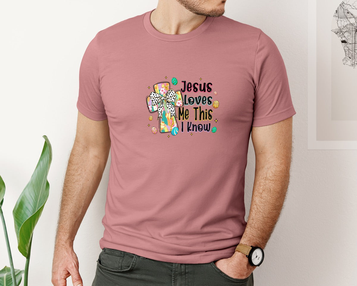 brand:Bella Canvas|color:Heather Mauve|Glitter Christian Easter Cross Graphic T-Shirt