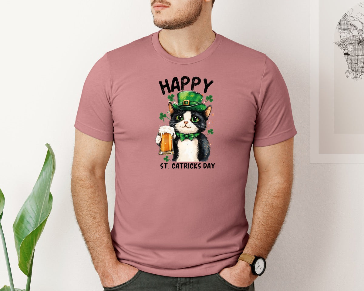 brand:Bella Canvas|color:Heather Mauve|St Patricks Catricks Day Graphic T-Shirt