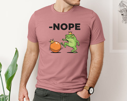 No King Nope Grumpy Frog Graphic T-Shirt