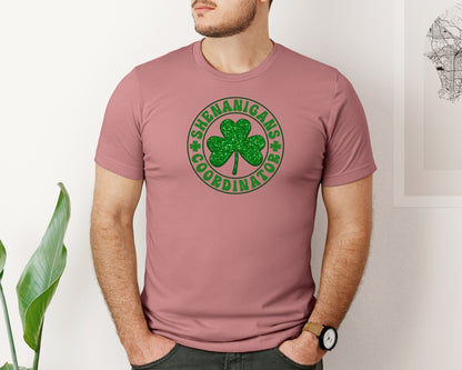 brand:Bella Canvas|color:Heather Mauve|Shenanigans Coordinator St Patricks Day Graphic T-Shirt