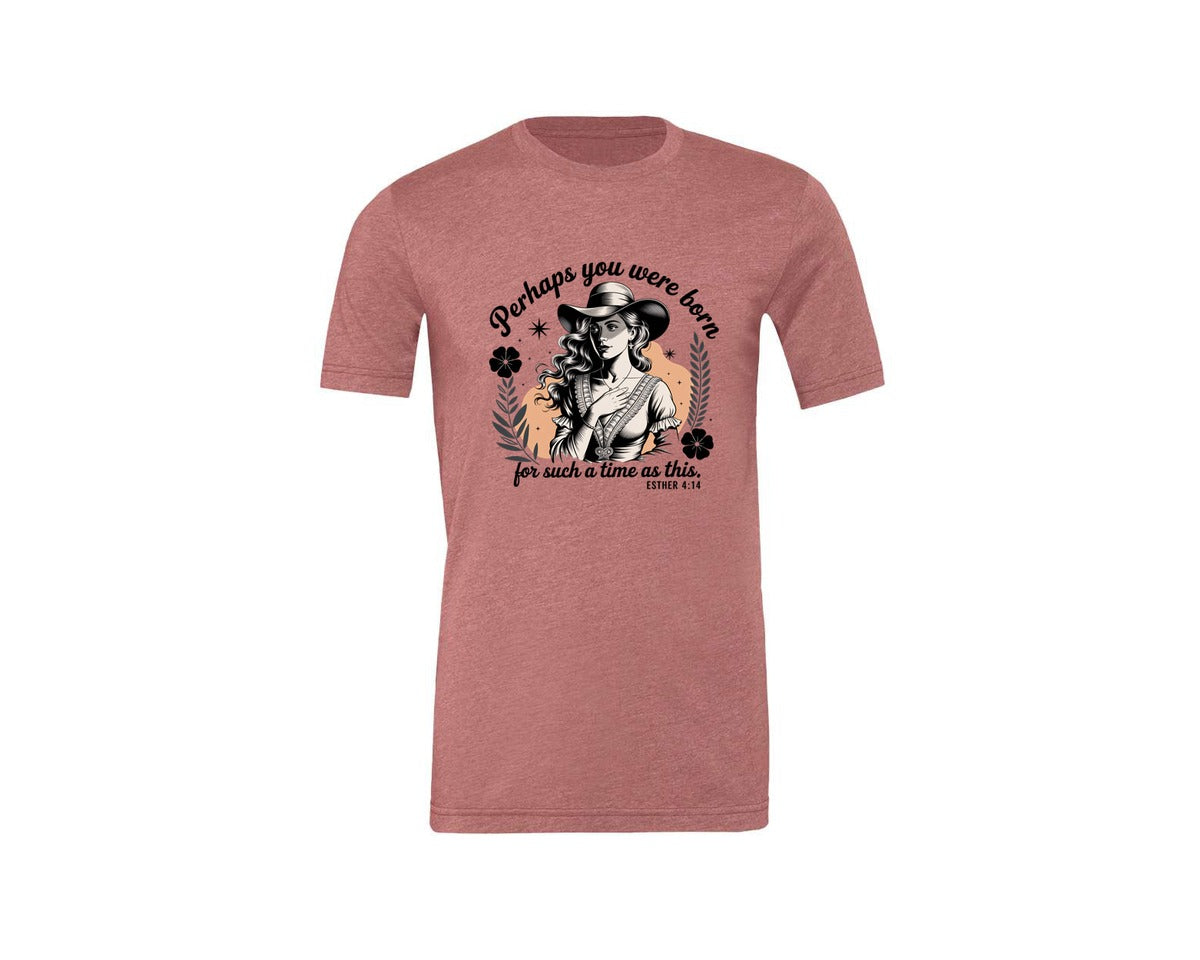 brand:Generic|color:Heather Mauve|Perhaps You Were Born Christian 3 Graphic T-Shirt
