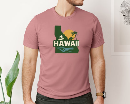 brand:Bella Canvas|color:Heather Mauve|Hawaii State Map 2 Graphic T-Shirt
