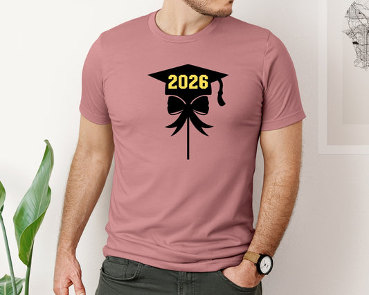 2026 Graduation Cake Topper With Bow Graphic T-Shirt