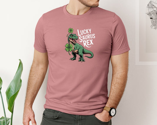 St Patricks Day Lucky Saurus Rex Graphic T-Shirt