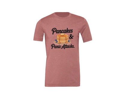 brand:Generic|color:Heather Mauve|Pancakes Panic Attacks Graphic T-Shirt