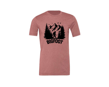 brand:Generic|color:Heather Mauve|Retro Bigfoot Silhouette Pixel Art Graphic T-Shirt