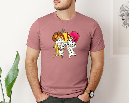 Glitter Softball Coquette Graphic T-Shirt