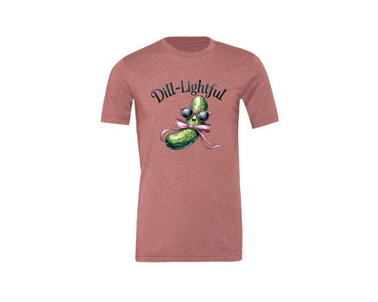 brand:Generic|color:Heather Mauve|Dill Lightful Funny Pickle 2 Graphic T-Shirt
