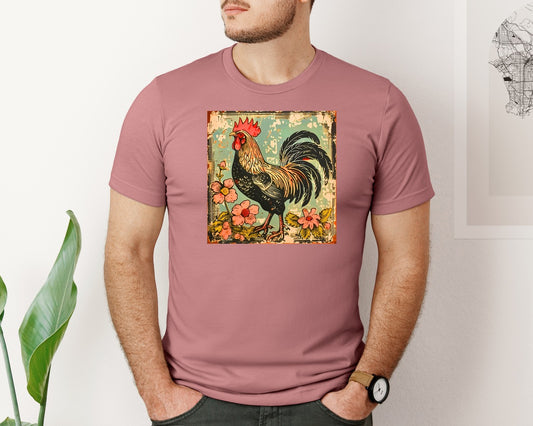 Retro Wildflower Chicken Farm Girl Graphic T-Shirt