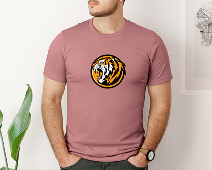 brand:Bella Canvas|color:Heather Mauve|Fierce Tiger Head Graphic Design Graphic T-Shirt