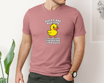 brand:Bella Canvas|color:Heather Mauve|Ducks Are Awesome Im A Duck Graphic T-Shirt
