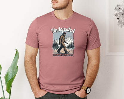 brand:Bella Canvas|color:Heather Mauve|Bigfoot Hide And Seek Champion Shirt Graphic T-Shirt