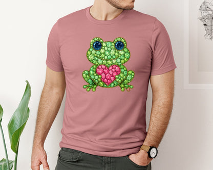 brand:Bella Canvas|color:Heather Mauve|Faux Rhinestone Frog 2 Graphic T-Shirt
