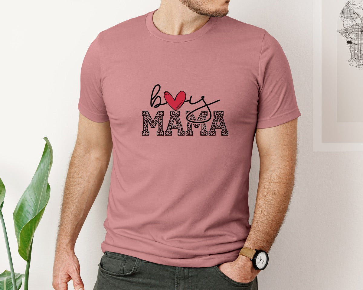 brand:Bella Canvas|color:Heather Mauve|Boy Mama Mama Boy 2 Graphic T-Shirt