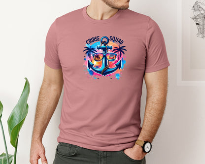brand:Bella Canvas|color:Heather Mauve|Anchor Cruise Ship Cruise Squad Graphic T-Shirt