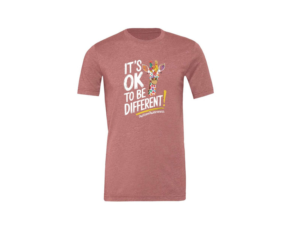 brand:Generic|color:Heather Mauve|Its Ok To Be Different Autism Awareness 17 Graphic T-Shirt