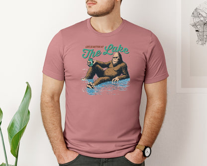 brand:Bella Canvas|color:Heather Mauve|Life Is Better At The Lake Bigfoot Shirt Graphic T-Shirt
