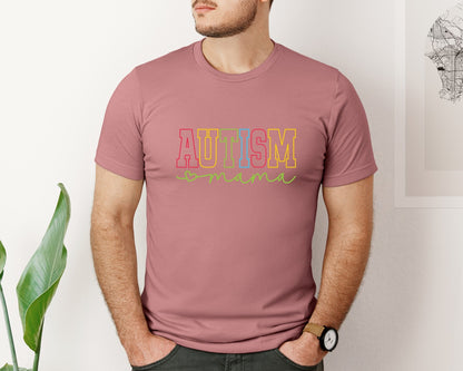 brand:Bella Canvas|color:Heather Mauve|Autism Mama Awareness Graphic T-Shirt