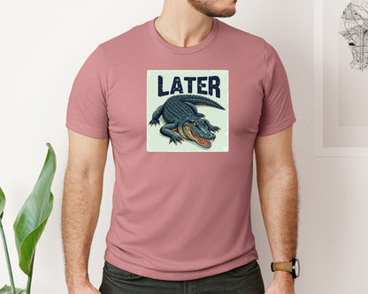 brand:Bella Canvas|color:Heather Mauve|Later Alligator Retro Animal Graphic T-Shirt