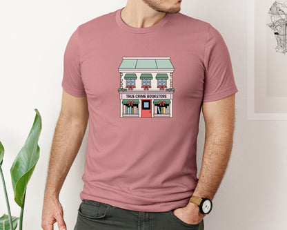 brand:Bella Canvas|color:Heather Mauve|Christmas True Crime Bookstore Book 2 Graphic T-Shirt