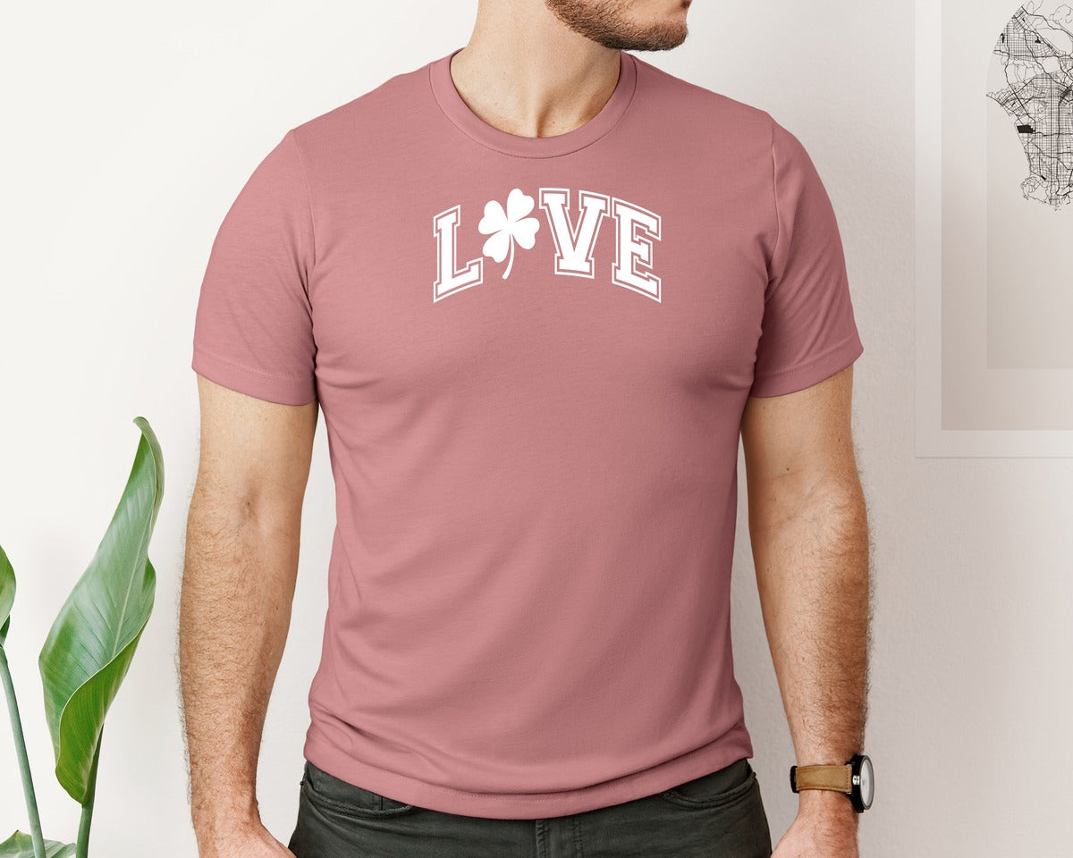 brand:Bella Canvas|color:Heather Mauve|Love St Patricks Day Shirt Design Graphic T-Shirt