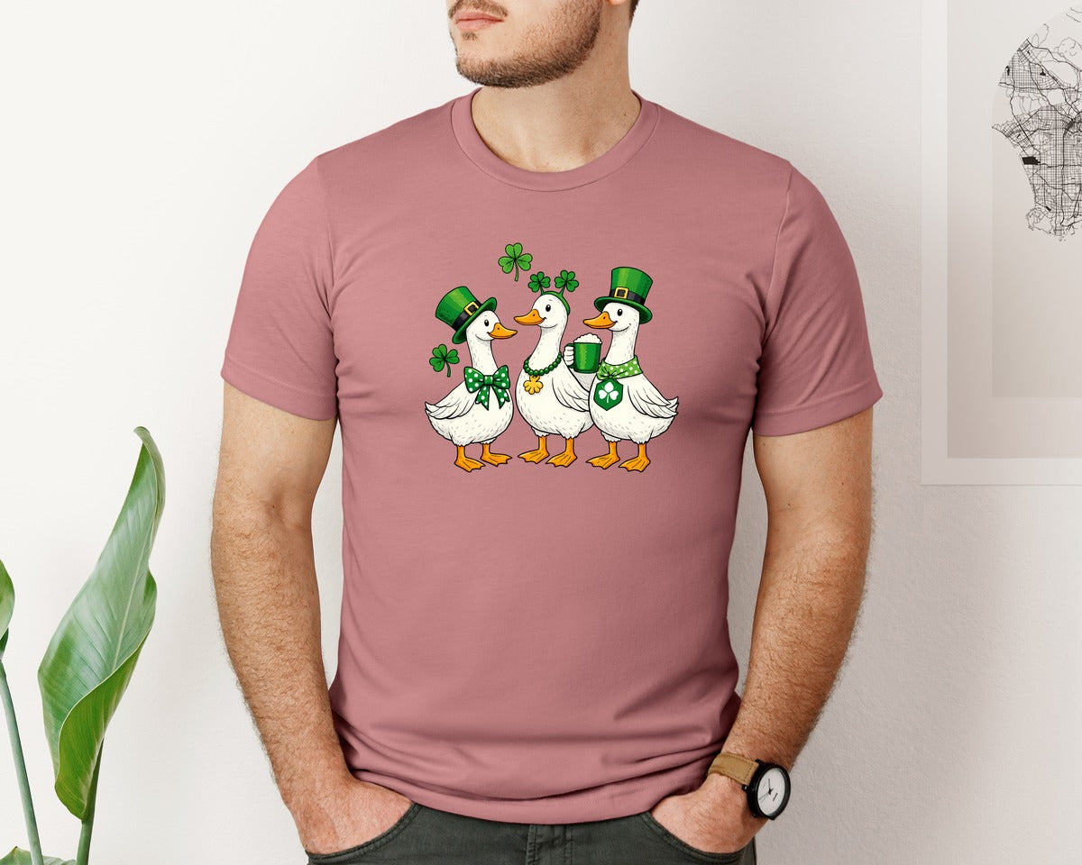 brand:Bella Canvas|color:Heather Mauve|Funny St Patricks Day Silly Goose 10 Graphic T-Shirt