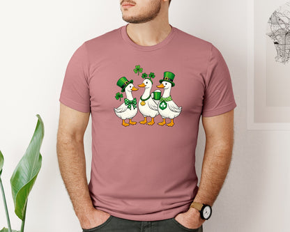 brand:Bella Canvas|color:Heather Mauve|Funny St Patricks Day Silly Goose 10 Graphic T-Shirt