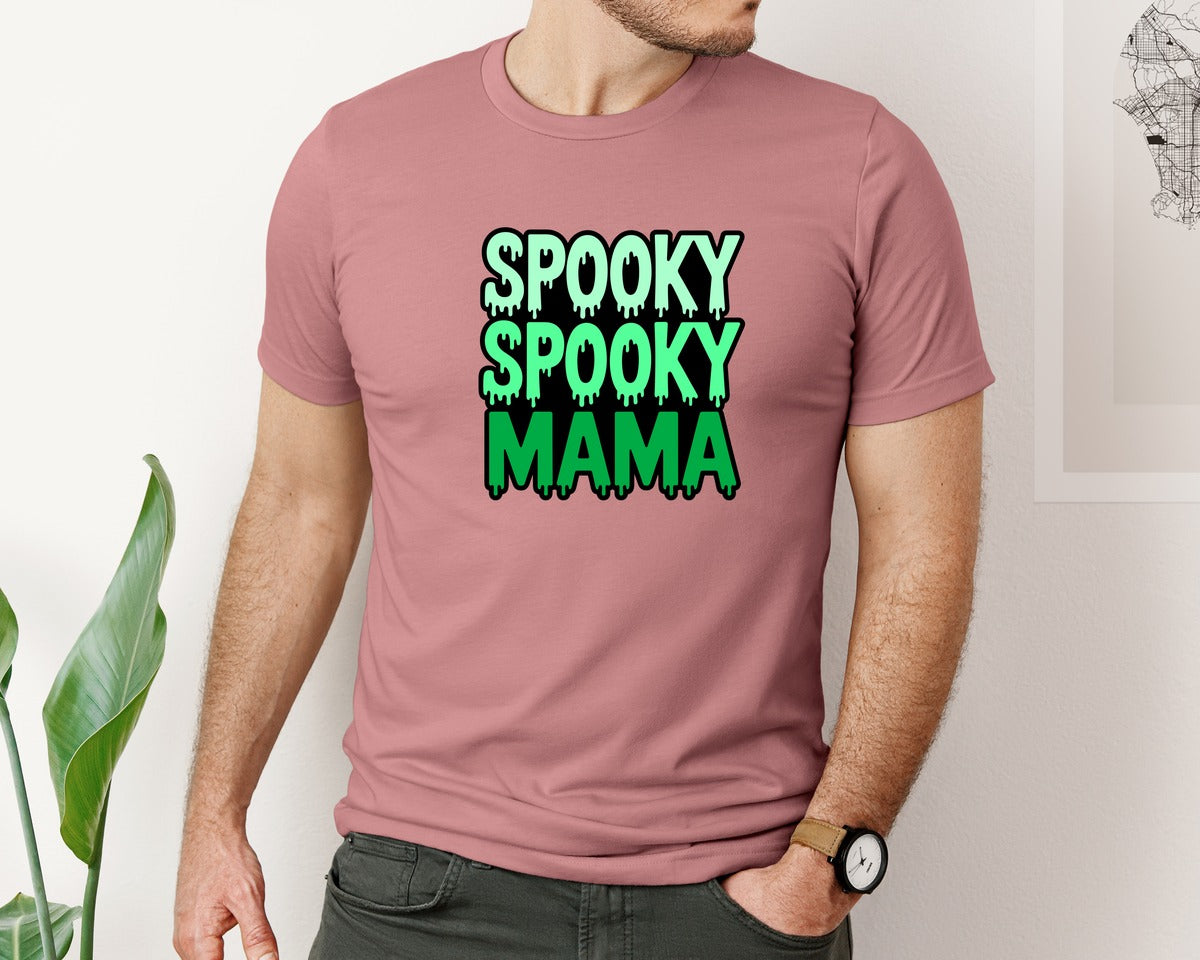 brand:Bella Canvas|color:Heather Mauve|Spooky Spooky Mama Ai Graphic T-Shirt