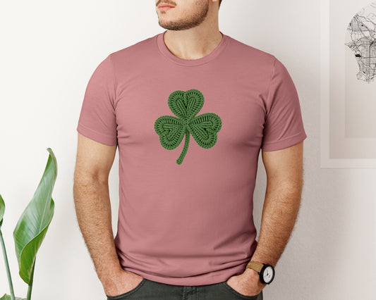 Faux Yarn Shamrock St Patricks Day Graphic T-Shirt