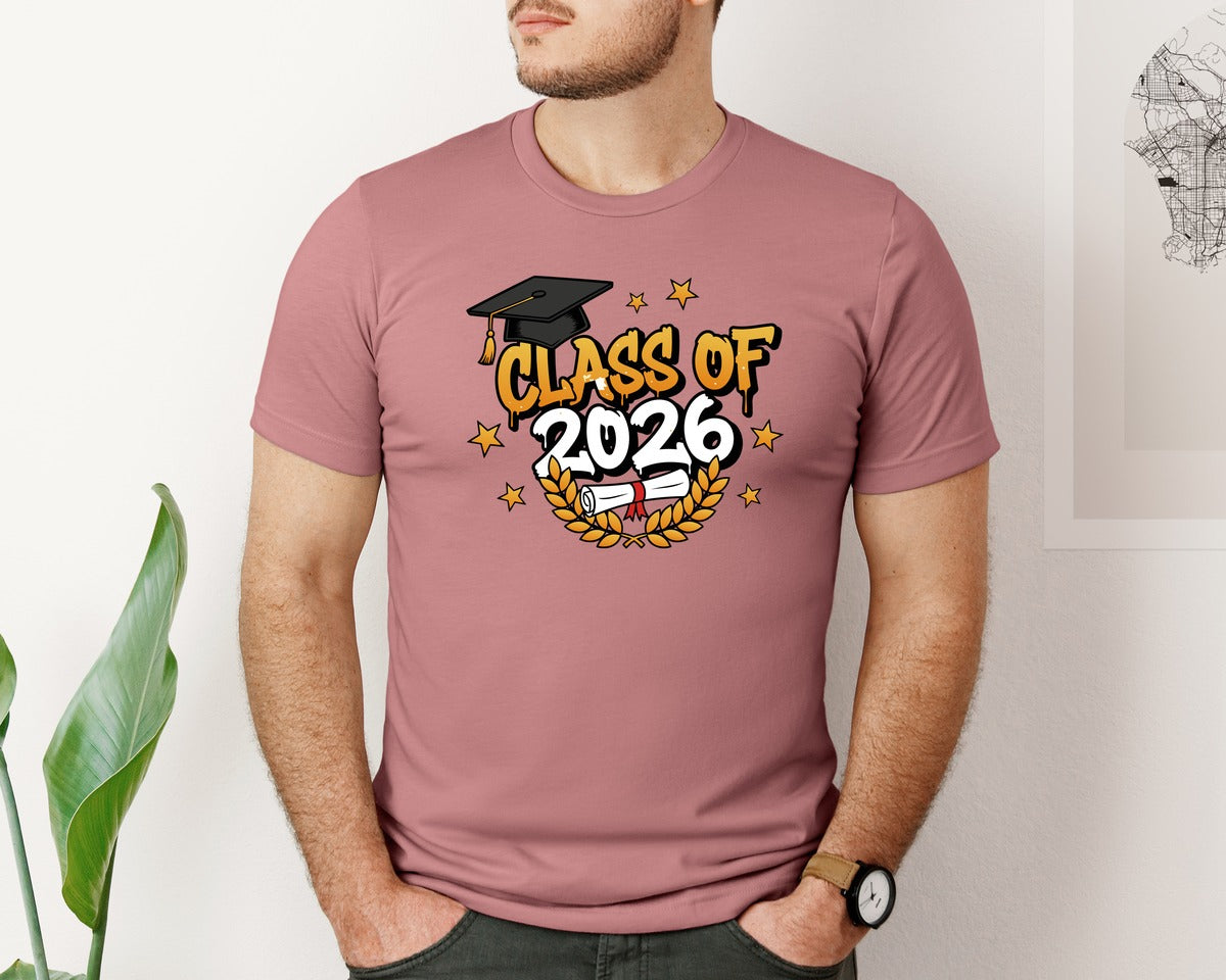 brand:Bella Canvas|color:Heather Mauve|Class Of 2026 Design Graphic T-Shirt