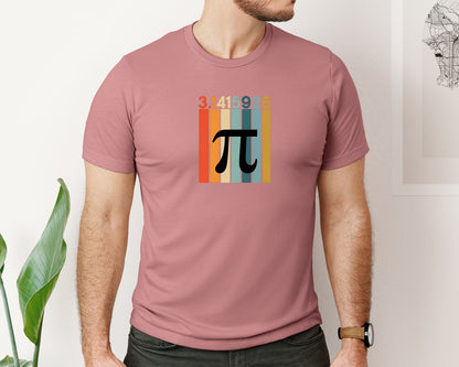brand:Bella Canvas|color:Heather Mauve|Pi Day Math Numbers Retro Graphic T-Shirt