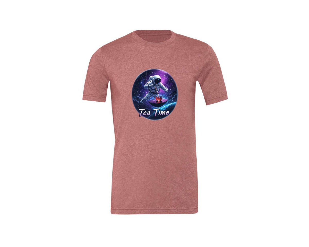brand:Generic|color:Heather Mauve|Astronaut Tea Time In Space T Shirt Graphic T-Shirt