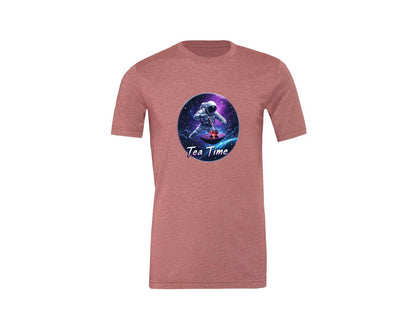brand:Generic|color:Heather Mauve|Astronaut Tea Time In Space T Shirt Graphic T-Shirt