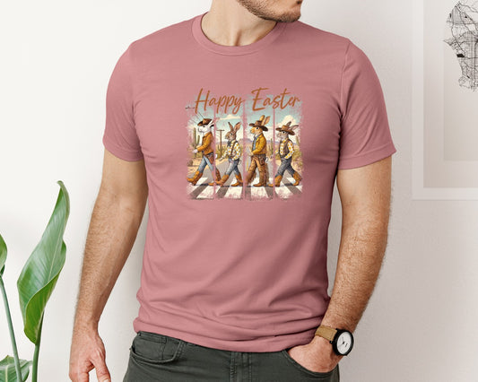 Western Easter Cowboy Bunny Graphic T-Shirt