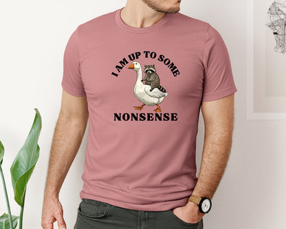 brand:Bella Canvas|color:Heather Mauve|Raccoon Goose Funny Animal Sublimat Graphic T-Shirt