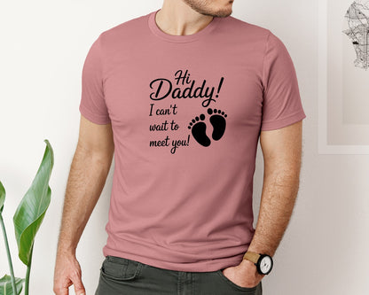 brand:Bella Canvas|color:Heather Mauve|Hi Daddy Birth Pregnancy Announcement Graphic T-Shirt