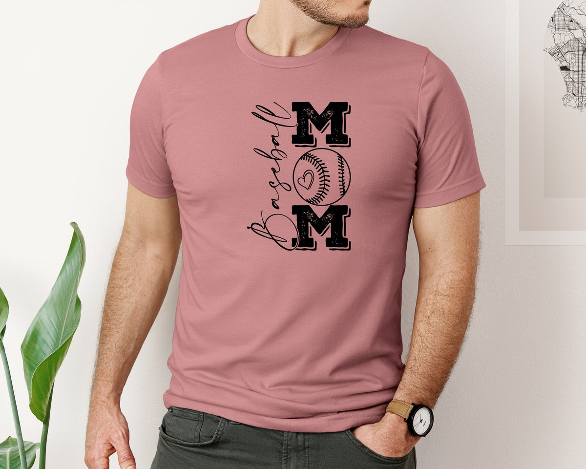 brand:Bella Canvas|color:Heather Mauve|Baseball Mama 16 Graphic T-Shirt