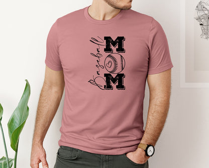 brand:Bella Canvas|color:Heather Mauve|Baseball Mama 16 Graphic T-Shirt