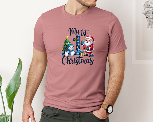 My First 1St Christmas Blue Baby Boy Graphic T-Shirt
