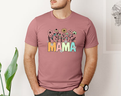 brand:Bella Canvas|color:Heather Mauve|Floral Mama Boho Mom 2 Graphic T-Shirt