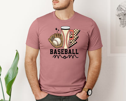 brand:Bella Canvas|color:Heather Mauve|Baseball Mom 7 Graphic T-Shirt